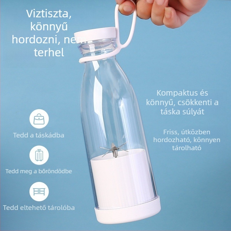 Hordozható elektromos gyümölcslé pohár beépített akkumulátorral, 40 W, 20001–22000 rpm, 5+ pengével, kapacitás 400 ml