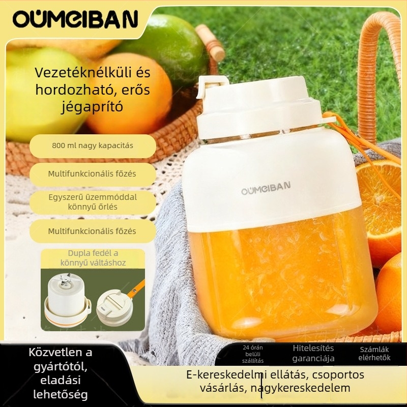 Hordozható gyümölcsprés, 200W, nagy kapacitás 401–600 ml, belső tartály élelmiszer-minőségű PC-ből, 18 000 RPM