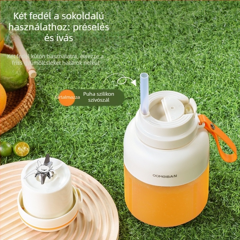 Hordozható gyümölcsprés, 200W, nagy kapacitás 401–600 ml, belső tartály élelmiszer-minőségű PC-ből, 18 000 RPM