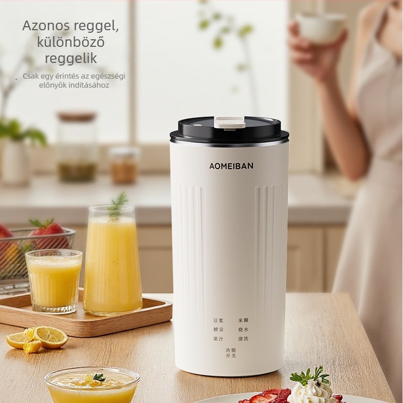 Hordozható szójatej-készítő 1–2 fő részére | szitálás nélküli őrlés, rozsdamentes acél ház, 0,35 L kapacitás, automata tisztítás, alapfűtés