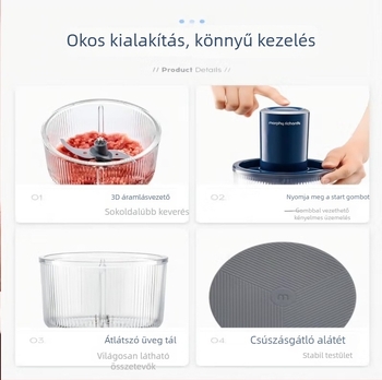 Húsdaráló és multifunkcionális konyhai készülék | Kapacitás 1–3 L | Motor fordulatszáma 10 000 rpm alatt | 110–240 V | Rozsdamentes acél ház