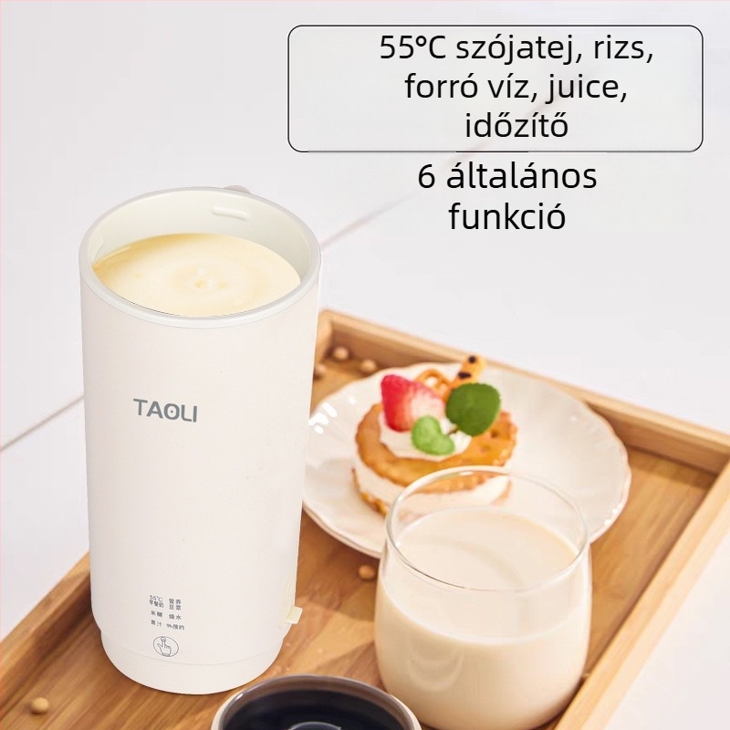 Hordozható szójatej- és bébiétel készítő, 300 ml – Modell 301, Rozsdamentes acél testé, szitát nem igénylő őrlés, vázmelegítés, 300W
