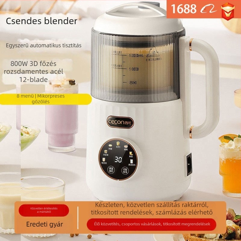 Szójaital készítő gép alsó lemez fűtése, automatikus tisztítás, 800 W, kapacitás több mint 1,2 l, 3–5 adag számára