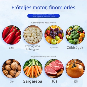 Háztartási húsdaráló rozsdamentes acélból, 4 pengével, nagy teljesítményű konyhai daráló