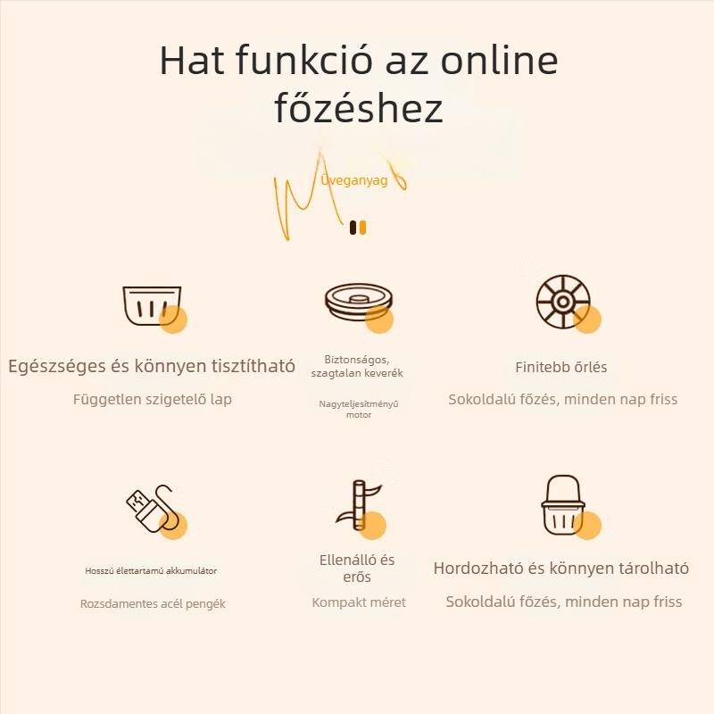 Elektromos fokhagyma nyomó és aprító, vezeték nélküli, hordozható, üvegpohár, 4 pengével, ≤36V, <10 000 rpm