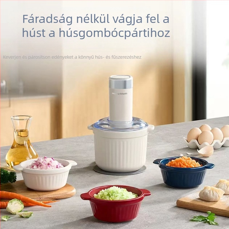 MR9409 Többcélú élelmiszer-feldolgozó húsdaráláshoz és fűszerezéshez — Kapacitás 1–3 L; 4 kés; Üvegtál; Motor fordulatszáma <10 000 rpm; Feszültség 111–240 V