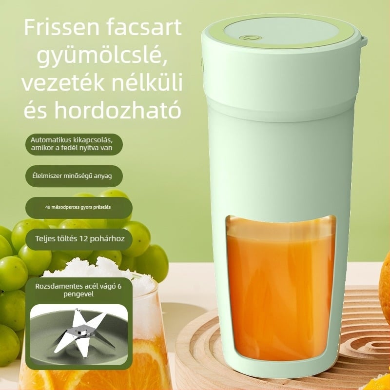 Mini multifunkcionális gyümölcscentrifuga otthonra és kollégiumba, 18000 rpm, 200W, 400 ml kapacitás, több mint 5 vágófej, beépített akkumulátor