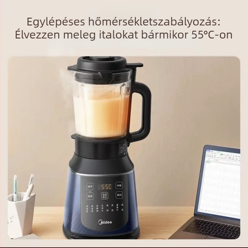 Többfunkciós konyhai blender szója tej készítővel, gyümölcslé prés és élelmiszer-feldolgozó – 2–3 adagra, manuális vezérlés, szigetelés, kapacitás 1,2 l vagy több, 3D egyenletes felmelegedés