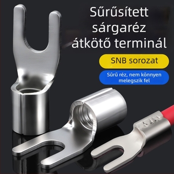 SNB sárgaréz terminál, villás típus, szigetelés nélküli vég, hideg prés vég