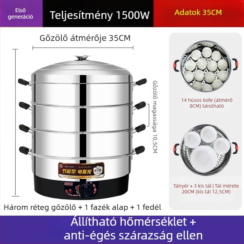 Elektromos pároló, rozsdamentes acél, három vagy több réteg, kapacitás 10 L felett, automatikus kikapcsolás