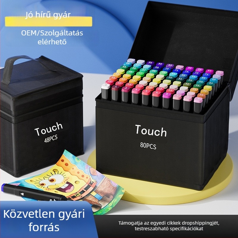 Touch Marker készlet – Kétoldalas, olaj- és alkoholos alapú markerek gyerekeknek, 48 szín és 262 színű markerek (nagykereskedelem)