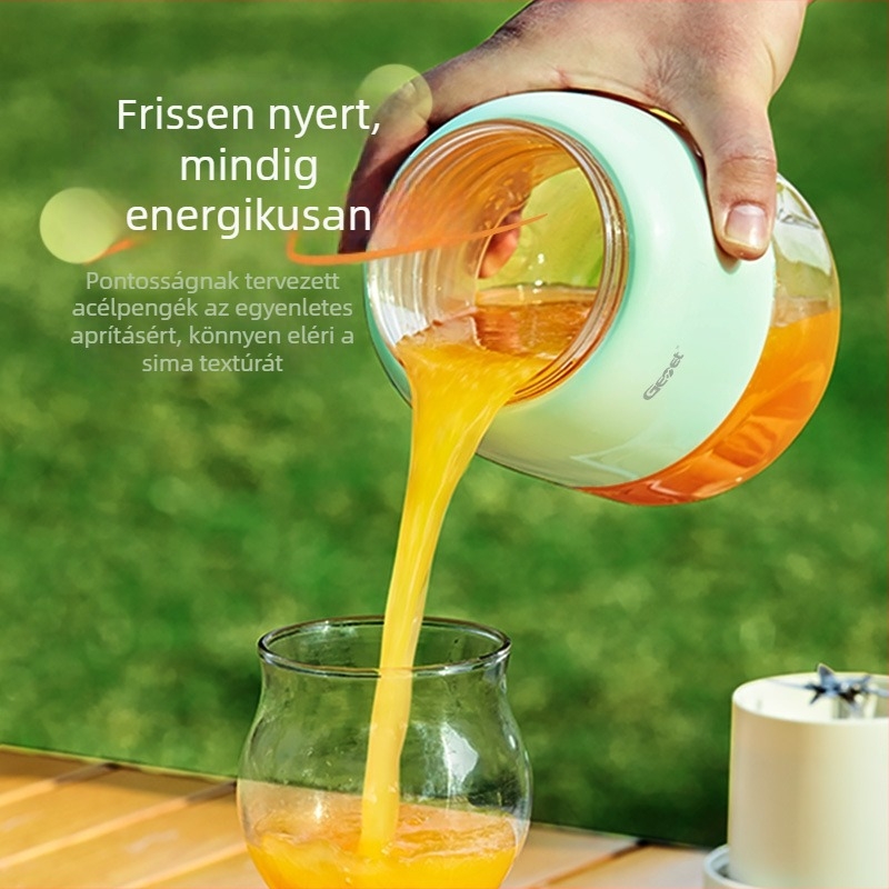 Gemet hordozható mini gyümölcslé pohár, 500 ml kapacitás, kettős fedél, akár 20000 rpm, 5+ pengével, beépített akkumulátor, élelmiszer-biztos PC anyag
