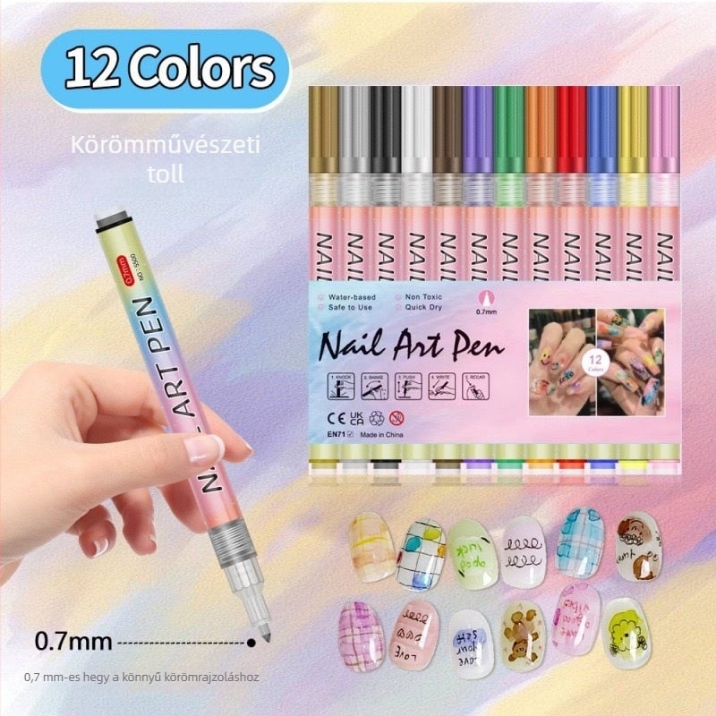 Műköröm-díszítő toll – DIY gyorsan száradó marker virágkontúrokhoz (Márka: Other; Termékkód: 5500; Csomagolás: Basic packaging)
