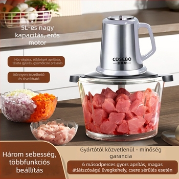 Húsdaráló és többfunkciós konyhai processzor üveg tálalóval, 40 L+ kapacitás, motor 40 000 rpm feletti, távirányító, 6 vagy több pengével