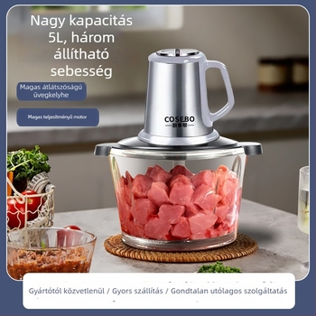 Húsdaráló és többfunkciós konyhai processzor üveg tálalóval, 40 L+ kapacitás, motor 40 000 rpm feletti, távirányító, 6 vagy több pengével