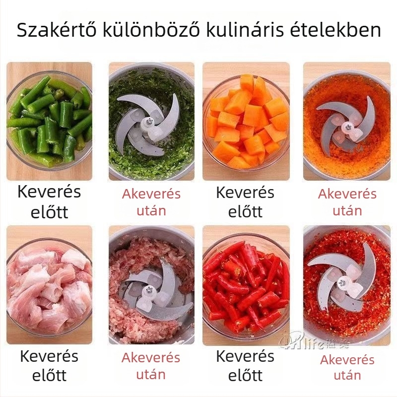 Húsdaráló és többfunkciós konyhai processzor üveg tálalóval, 40 L+ kapacitás, motor 40 000 rpm feletti, távirányító, 6 vagy több pengével