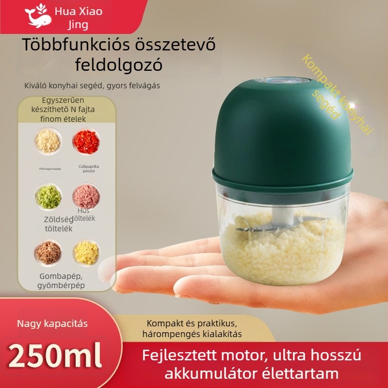Elektromos fokhagyma prés és élelmiszer processzor 3 pengeivel, kapacitás 1 L alatt, ABS test, feszültség ≤ 36 V, fordulatszám < 10 000 rpm