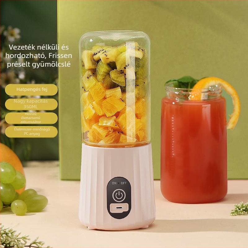 Beépített akkumulátoros hordozható gyümölcscentrifuga pohár, 200W, 5+ pengével, 400 ml kapacitás, 20001–22000 rpm