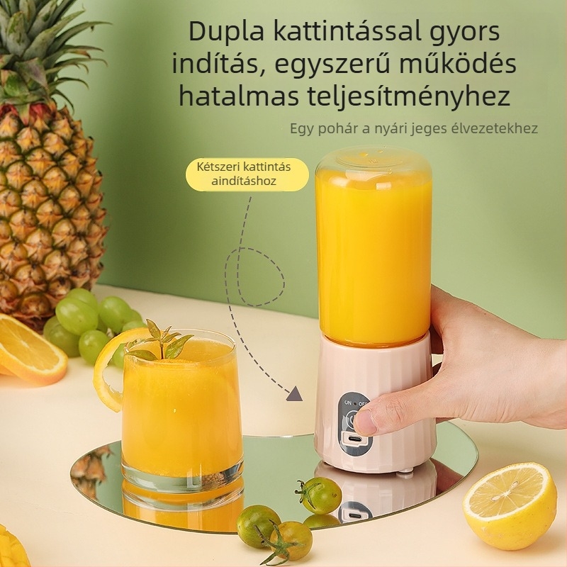 Beépített akkumulátoros hordozható gyümölcscentrifuga pohár, 200W, 5+ pengével, 400 ml kapacitás, 20001–22000 rpm