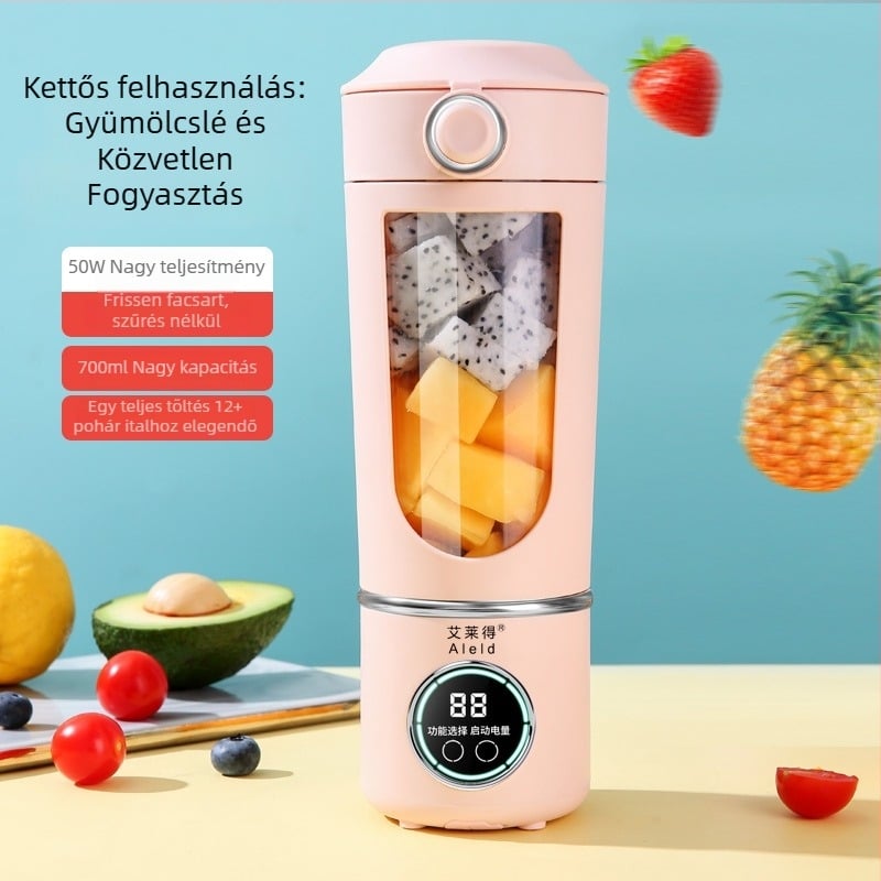 Hordozható, kiváló minőségű gyümölcslé-készítő jégaprító funkcióval, USB-töltéses, otthoni és szabadban használatra