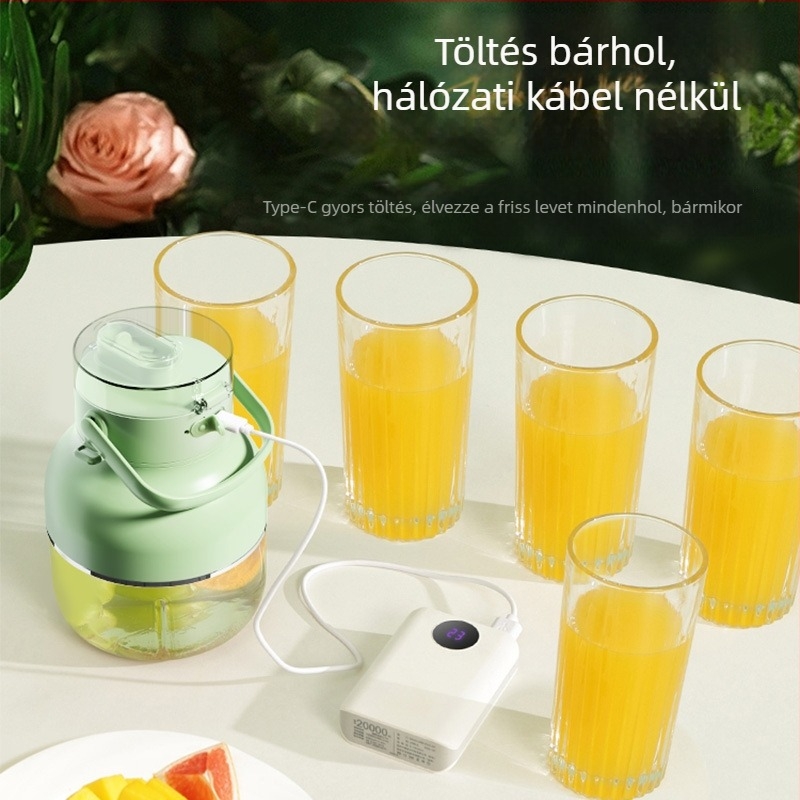Hordozható gyümölcscentrifuga – 70W, 401–600 ml kapacitás, akár 12 000 rpm, beépített akkumulátor