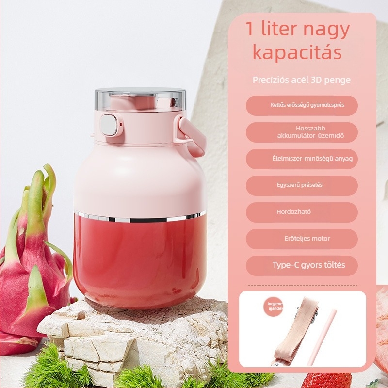 Hordozható gyümölcscentrifuga – 70W, 401–600 ml kapacitás, akár 12 000 rpm, beépített akkumulátor