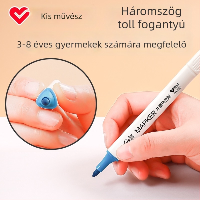 Háromszög alakú nyélű víz alapú gyermekmarkerek – általános és középiskolások számára