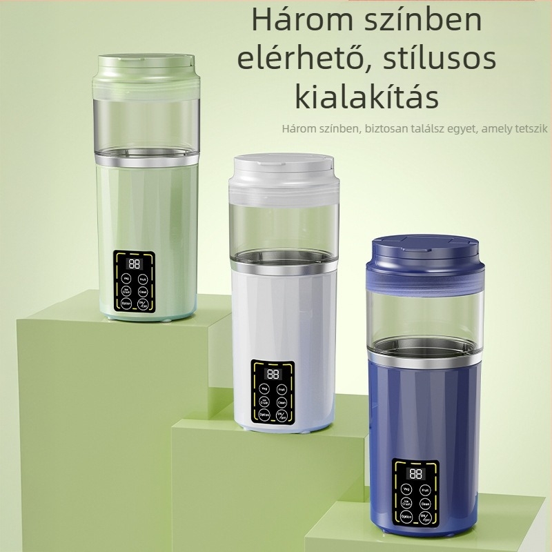 Hordozható USB-s töltésű centrifugális gyümölcsprés, beépített akkumulátorral, 401-600 ml kapacitás, 5+ pengével, műanyag test