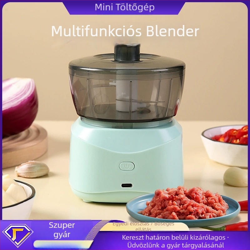 Vezeték nélküli húsdaráló és mini élelmiszer-feldolgozó, hordozható, kapacitás <1 L alatt, 2 sebesség, ≤36V, <10 000 rpm, 2 pengével