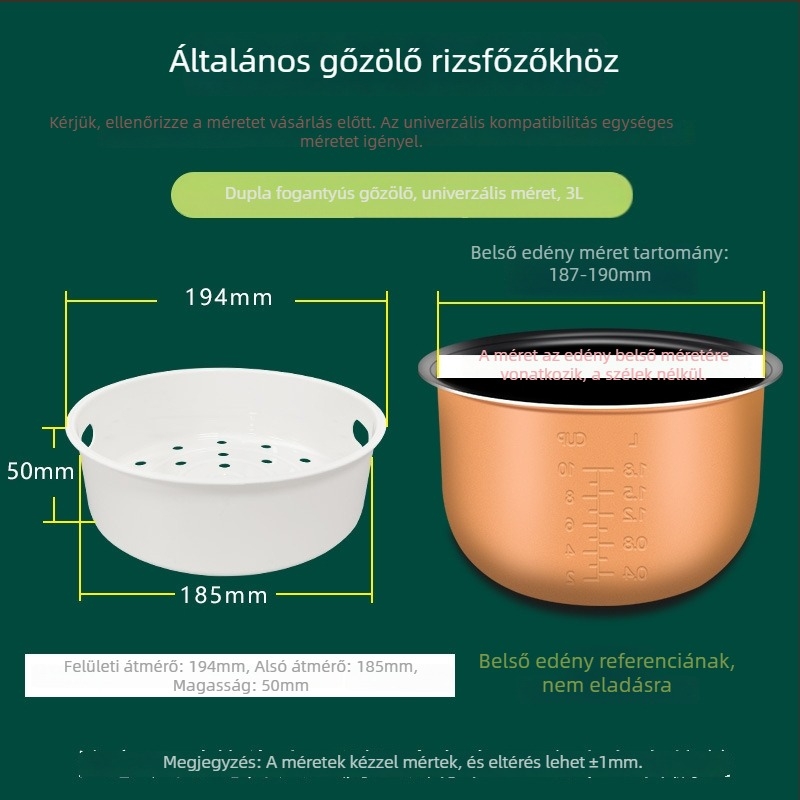 Rizsfőzőhöz gőzölő rács – egylépcsős, univerzális kompatibilitás