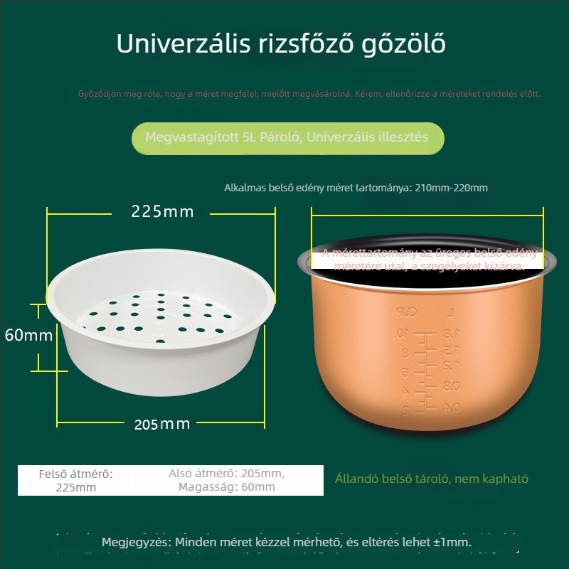 Rizsfőzőhöz gőzölő rács – egylépcsős, univerzális kompatibilitás