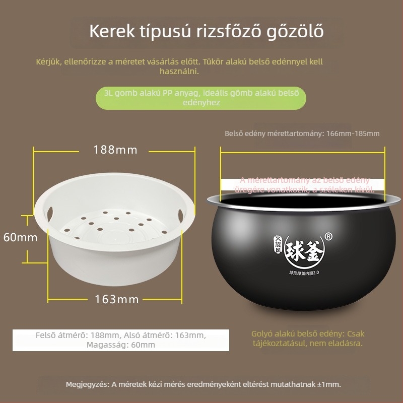 Rizsfőzőhöz gőzölő rács – egylépcsős, univerzális kompatibilitás
