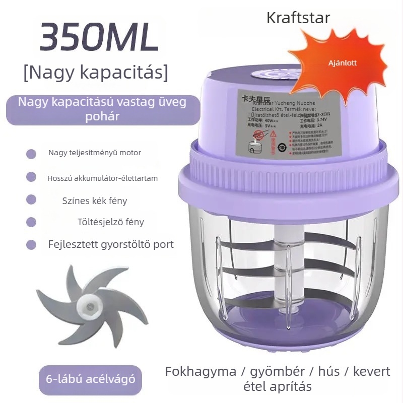 Kraft Stars Vezeték nélküli elektromos fokhagyma törő, 6+ pengével, >40 000 rpm, kapacitás <1 l, távirányító