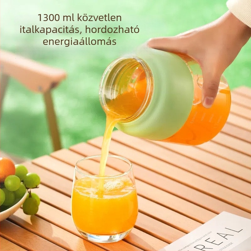 Hordozható gyümölcs- és zöldséglé készítő - multifunkcionális, 18000 rpm, 5+ pengével, belső tartály élelmiszer-minőségű PC-ből, kapacitás 1001-1500 ml