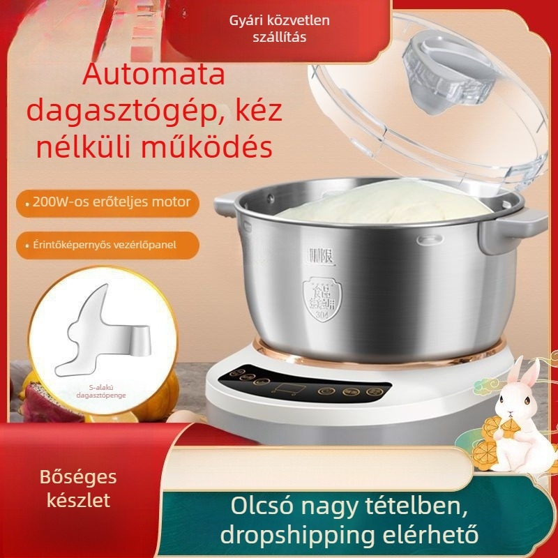 Otthoni tésztadagasztó és fermentáló készülék állandó hőmérsékletű fermentációval – kapacitás 3–5 L, app-alapú intelligens működés, érintéses vezérlés, 7+ sebességfokozat, rozsdamentes test