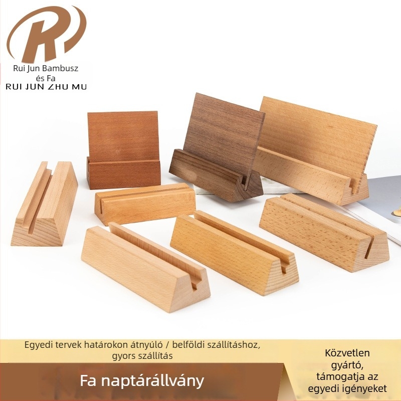 Íróasztali naptáralap és kártya bemutató állvány — diófa, modern minimalist stílus, otthonra és irodába