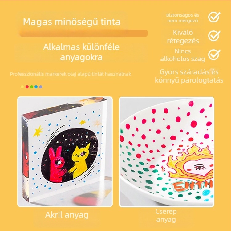 Gyerekeknek szóló marker tollkészlet – G.DUCK, olaj alapú, gyorsan száradó, akvarellel kompatibilis (Márka: G.DUCK; Csomagolás: 25 db; Tömeg: 0,834 kg; Tinta típusa: olaj-alapú)
