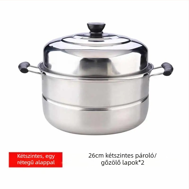 Gőzölő fazék 201 rozsdamentes acél testtel, titánium aljzattal, 1 réteg, gáztűzhelyhez való