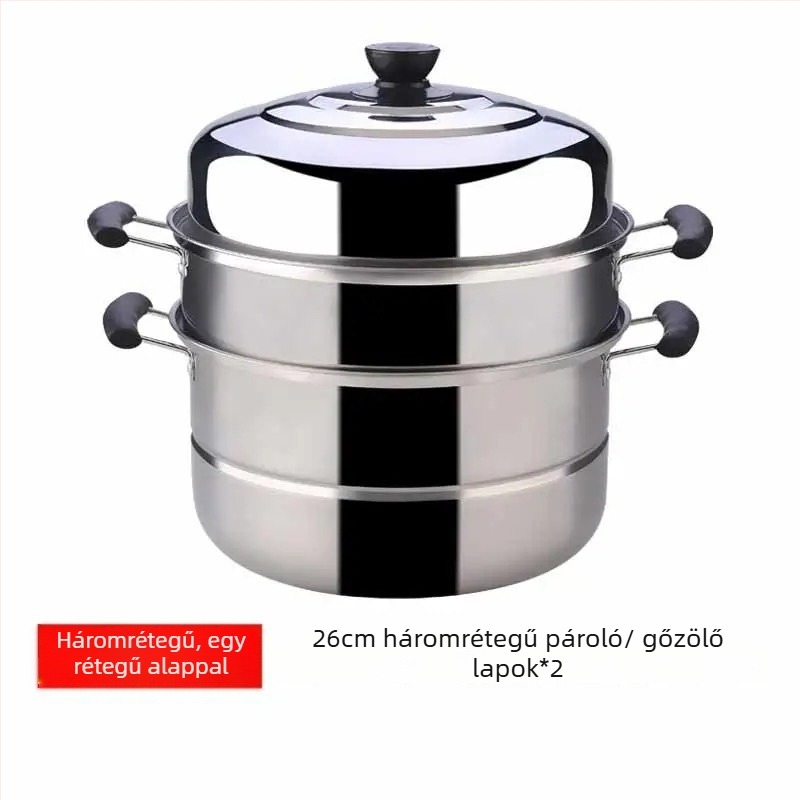 Gőzölő fazék 201 rozsdamentes acél testtel, titánium aljzattal, 1 réteg, gáztűzhelyhez való