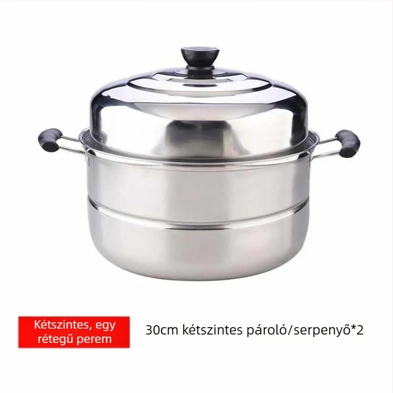 Gőzölő fazék 201 rozsdamentes acél testtel, titánium aljzattal, 1 réteg, gáztűzhelyhez való