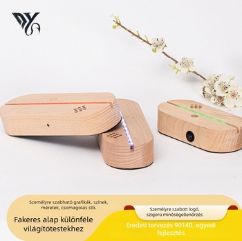 Bluetooth hangszóró alap bükkfából, akril fényű éjjeli lámpa és üvegfestmény
