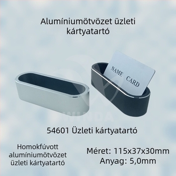 Alumíniumötvözetű névjegykártyatartó – Modell 54601, egyoldalas, geometrikus stílus, logónyomtatás és testreszabás