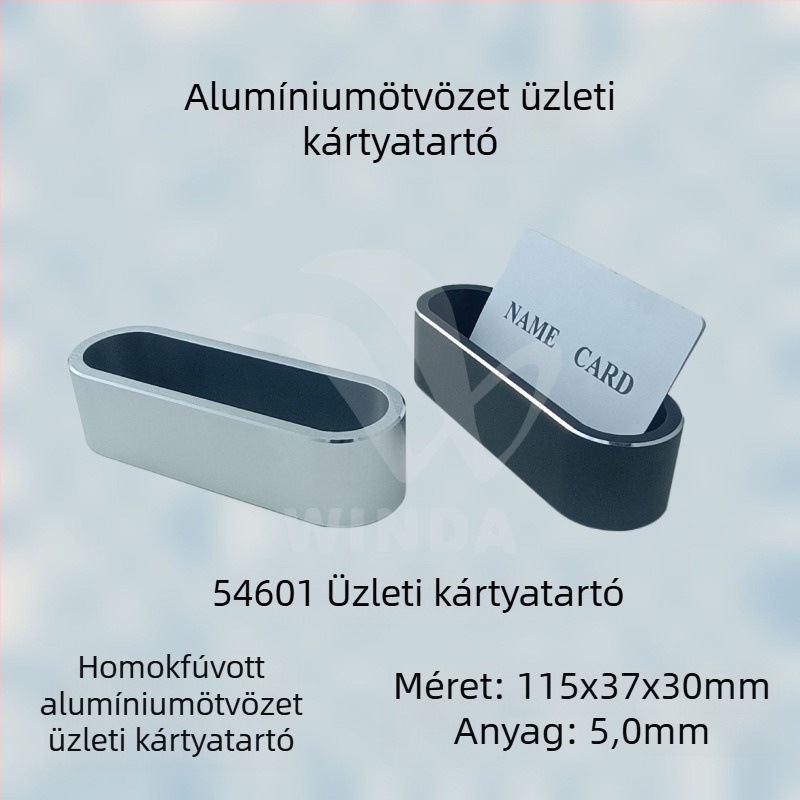 Alumíniumötvözetű névjegykártyatartó – Modell 54601, egyoldalas, geometrikus stílus, logónyomtatás és testreszabás