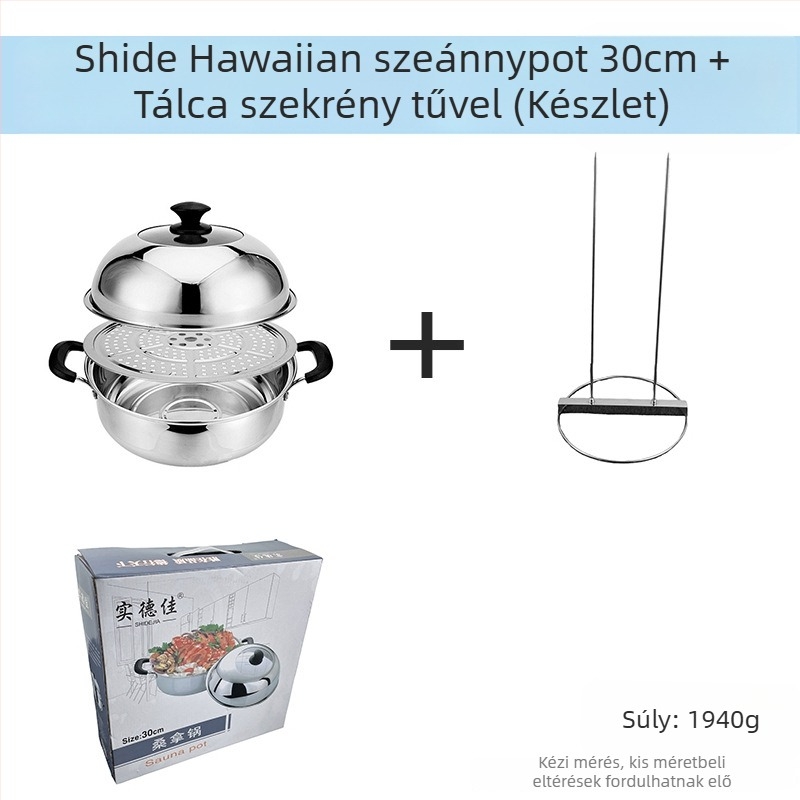 201 rozsdamentes acélból készült párolóedény, egyetlen réteg, tapadásmentes felület, általános tűzhelyhez, modell Sauna pot