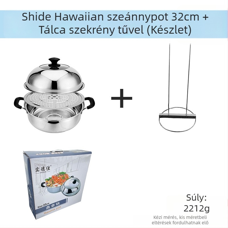 201 rozsdamentes acélból készült párolóedény, egyetlen réteg, tapadásmentes felület, általános tűzhelyhez, modell Sauna pot