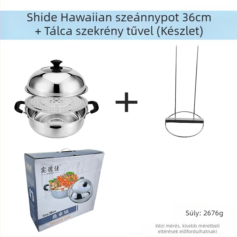 201 rozsdamentes acélból készült párolóedény, egyetlen réteg, tapadásmentes felület, általános tűzhelyhez, modell Sauna pot