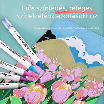 Guangbo Akril marker dupla végű, opak, puha heggyel, kompatibil vizes festékekhez, általános iskolások számára
