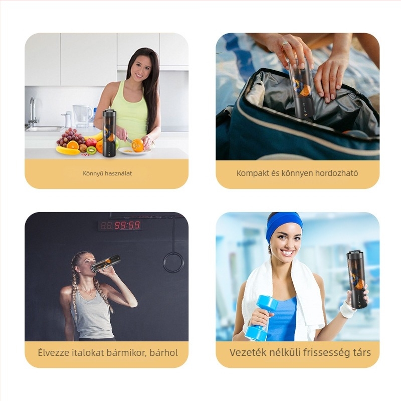 Hordozható gyümölcscentrifuga beépített akkumulátorral, 150W, 401–600 ml kapacitás, több mint 5 pengével, PC élelmiszer-minőségű műanyag