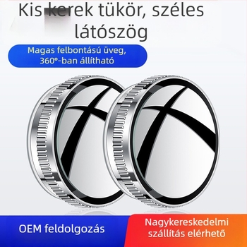 Autó hátsó tükör kis kerek holttér-tükrökkel, 360°-os forgás, vákuumos rögzítés, ultra magas felbontás, tükröződés elleni védelem
