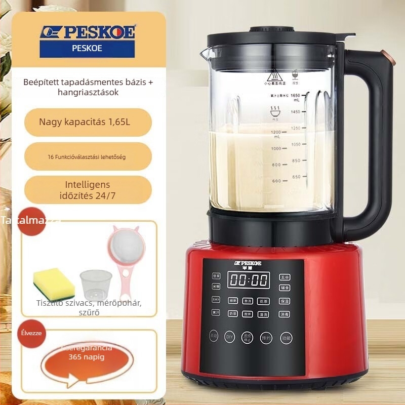 Félszférikus all-in-one szója tej és gyümölcslé készítő – 1,2 L+ kapacitás, érintéses vezérlés, szűrő nélküli őrlés, 3D fűtés, forró szárítás és sterilizáció